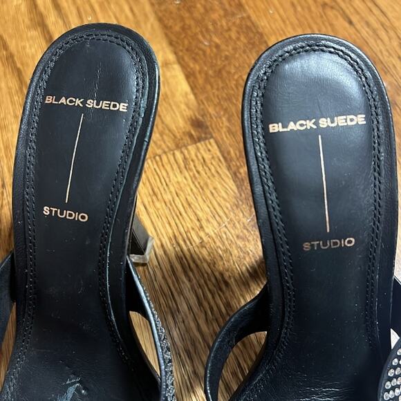 Black Suede Studio Charlie Sandal Crystal Embellished Black Size 36 - Picture 3 of 7